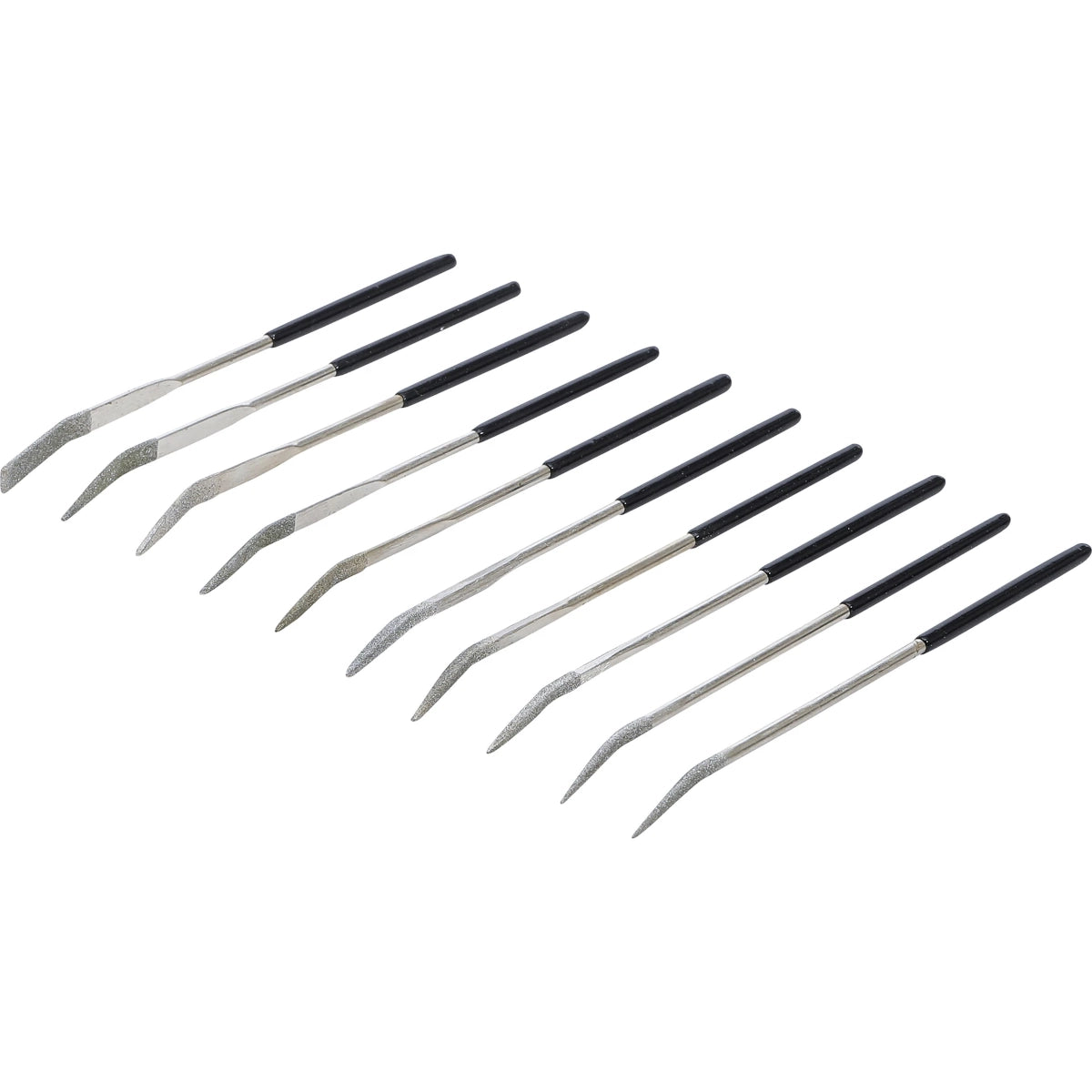 JUEGO 10 PIEZAS DE LIMAS DIAMANTE, DOBLADAS 140X3 MM