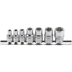 JUEGO 7 PIEZAS DE DADOS T-STAR (TORX) 1/4" + 3/8"