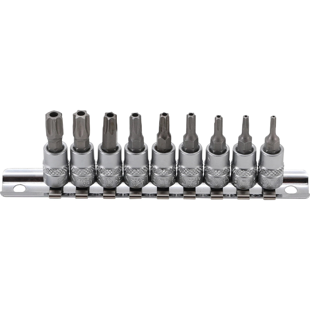 JUEGO DE 9 PIEZAS DE DADOS CON PUNTA 1/4" T-STAR (TORX), INVIOLABLE