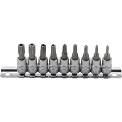 JUEGO DE 9 PIEZAS DE DADOS CON PUNTA 1/4" T-STAR (TORX), INVIOLABLE