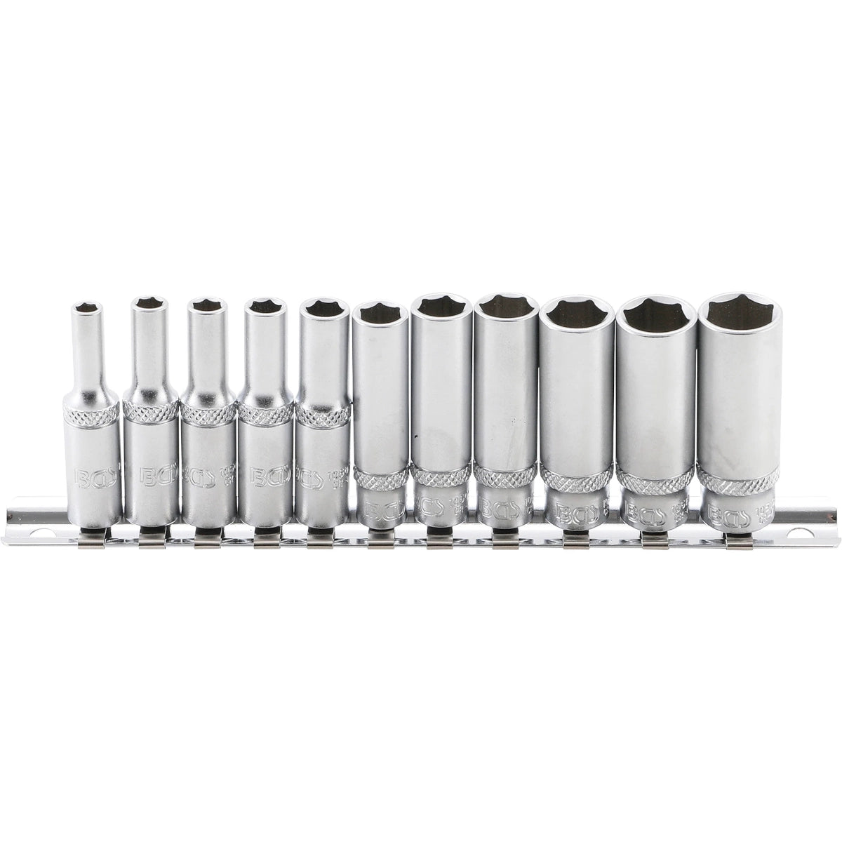 JUEGO 11 PIEZAS DE DADOS LARGAS 1/4" 4-13 MM