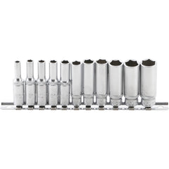 JUEGO 11 PIEZAS DE DADOS LARGAS 1/4" 4-13 MM