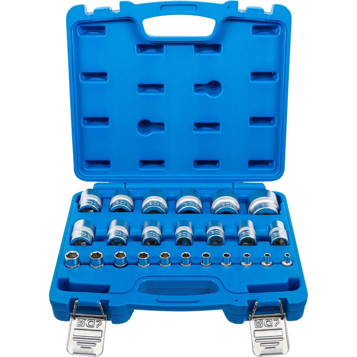 JUEGO DE DADOS HEXAGONALES | ENTRADAS 6,3 MM (1/4"), 12,5 MM (1/2") | MEDIDAS EN PULGADAS | 24 PIEZAS