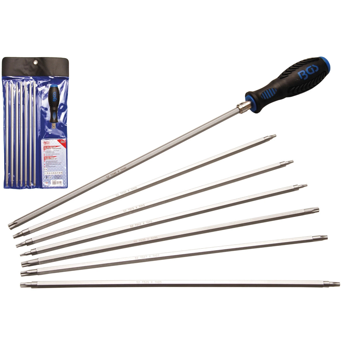 JUEGO 8 PIEZAS DE DESARMADORES TS Y T-STAR (TORX) CON PUNTAS REMPLAZABLES