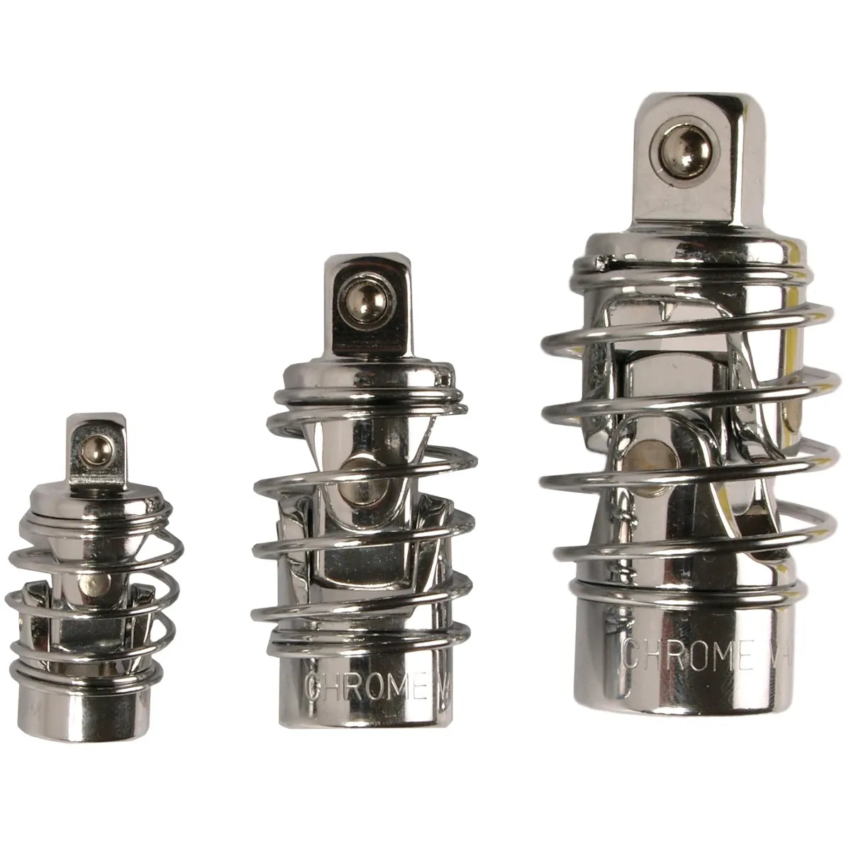 JUEGO 3 PIEZAS DE ARTICULACIÓNES UNIVERSALES (CARDAN) CON MUELLE 1/4" - 3/8" - 1/2"