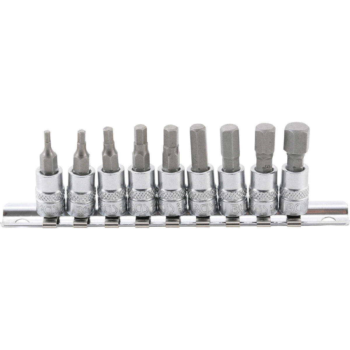 DADOS CON PUNTA | 1/4" | HEX. INT. 3/32" - 3/8" | ÉSTANDARD | 9 PIEZAS