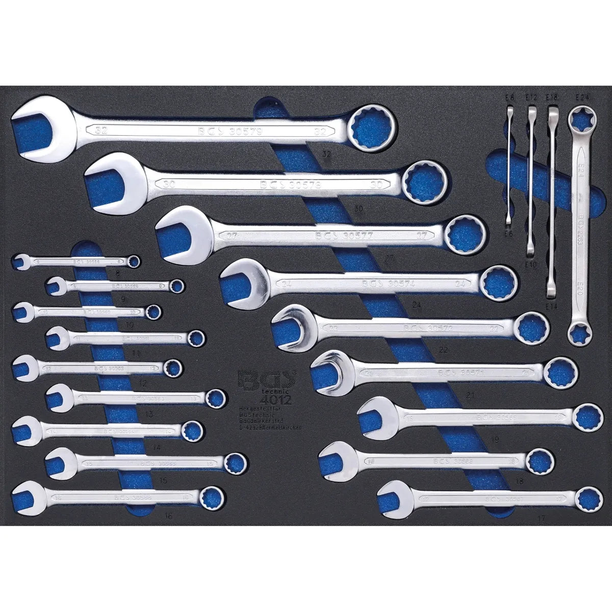 BANDEJA PARA CARRO CON LLAVES COMBINADAS,LLAVES PLANAS TORX, 22 PIEZAS