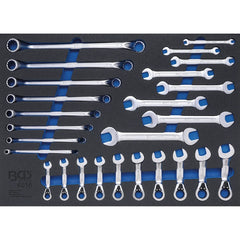BANDEJA PARA CARRO CON LLAVES PLANAS,ESTRELLA ACODADA,COMBINADAS CON MATRACA, REVERSIBLE, 26 PI