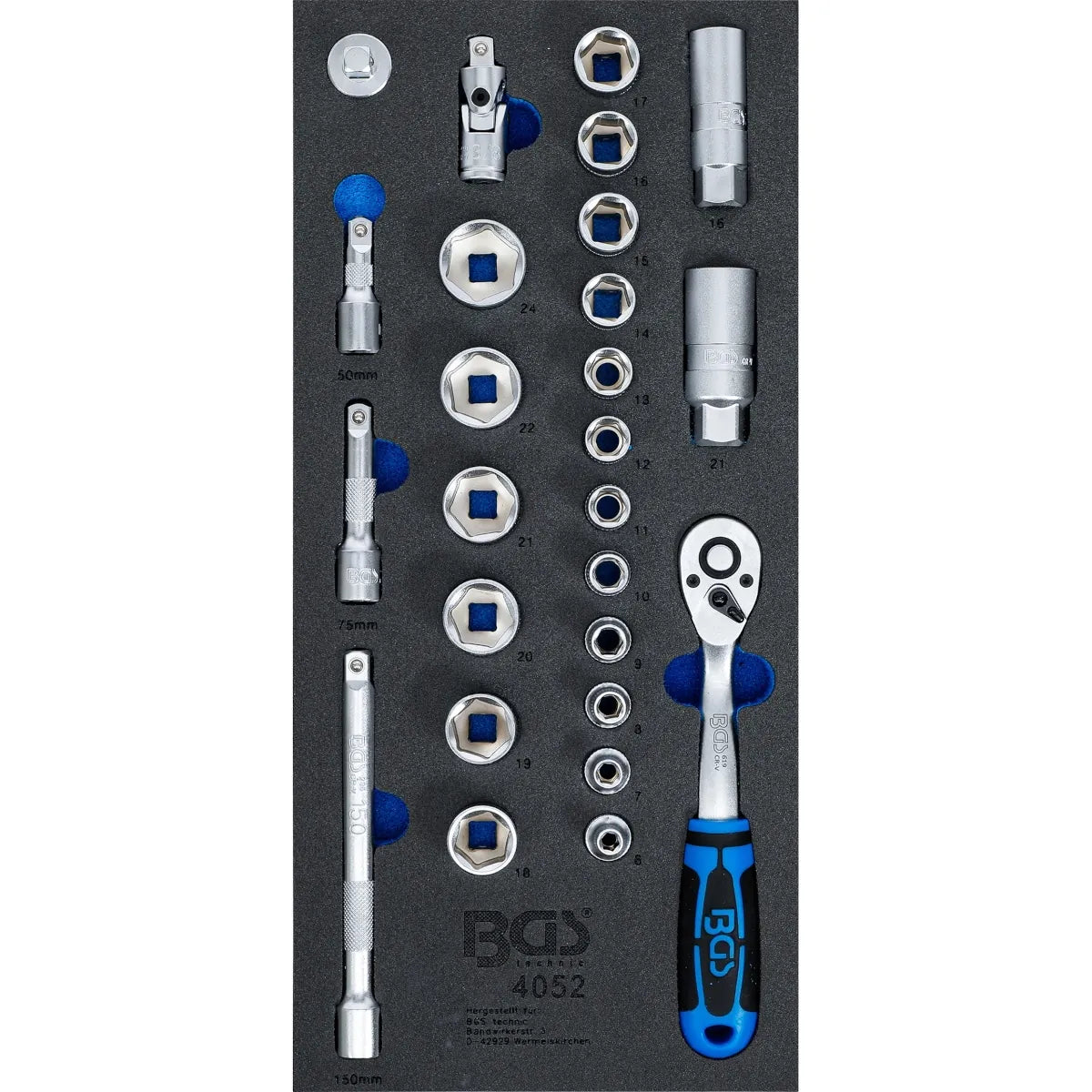 BANDEJA PARA GABINETE 1/3: JUEGO DE DADOS | 10 MM (3/8") | 26 PIEZAS