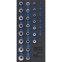 BANDEJA PARA GABINETE 1/3: DADOS 12 CARAS | 6,3 MM (1/4") Y 12,5 MM (1/2") | 29 PIEZAS