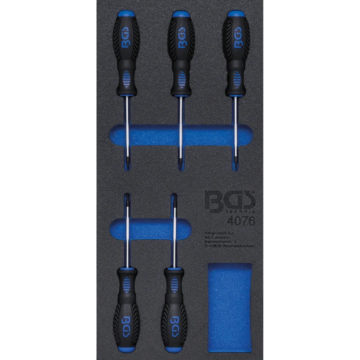 BANDEJA PARA GABINETE 1/3: DESTORNILLADORES PERFIL EN T (PARA TORX) | 5 PIEZAS