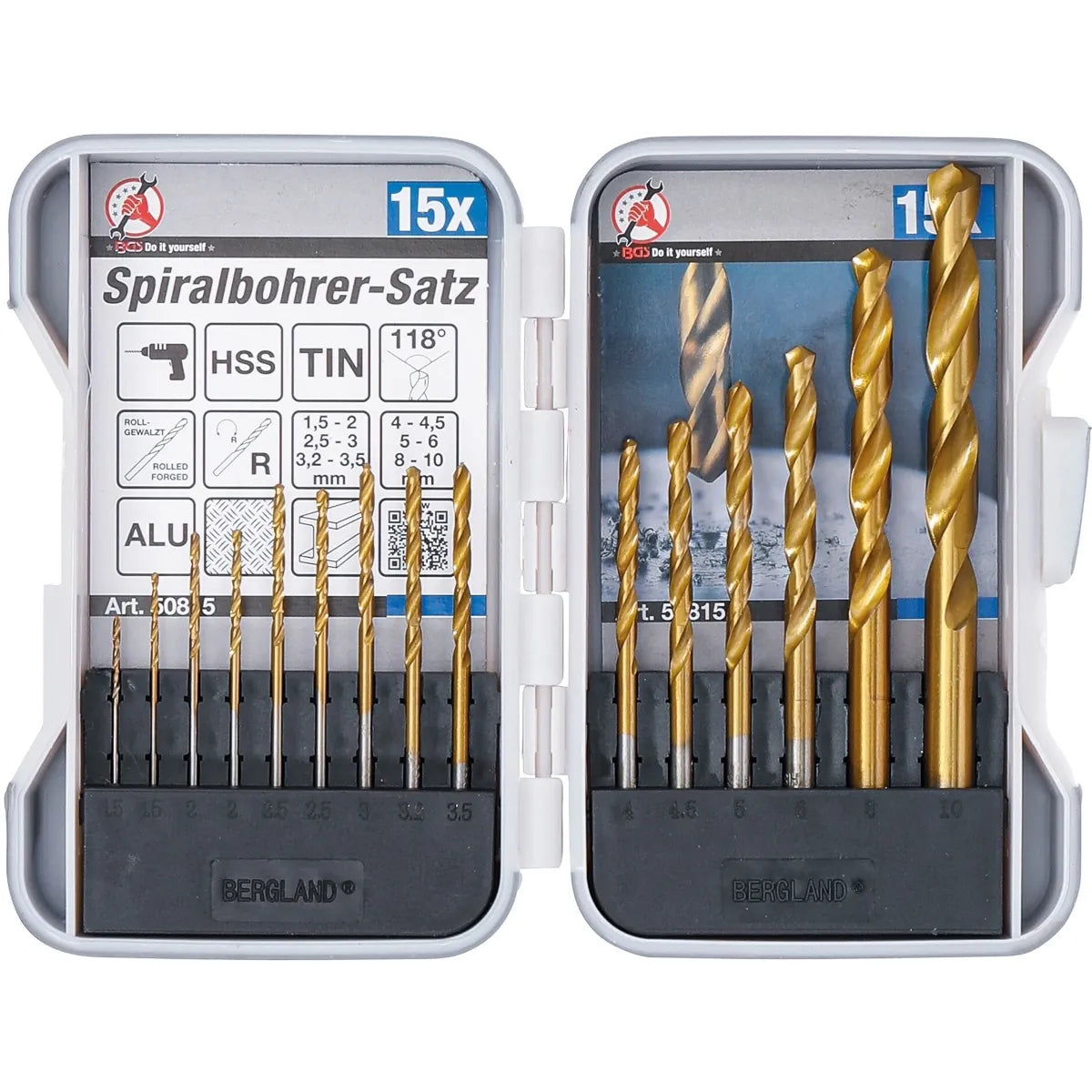 JUEGO DE BROCAS PARA METAL | NITRURADO DE TITANIO | 1,5 - 10 MM | 15 PIEZAS