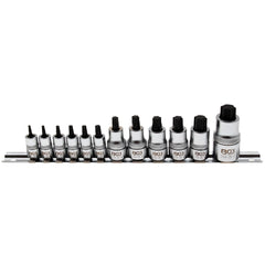 JUEGO 12 PIEZAS DE DADO CON PUNTA T-STAR (TORX), EXTRA CORTAS, T8 - T60