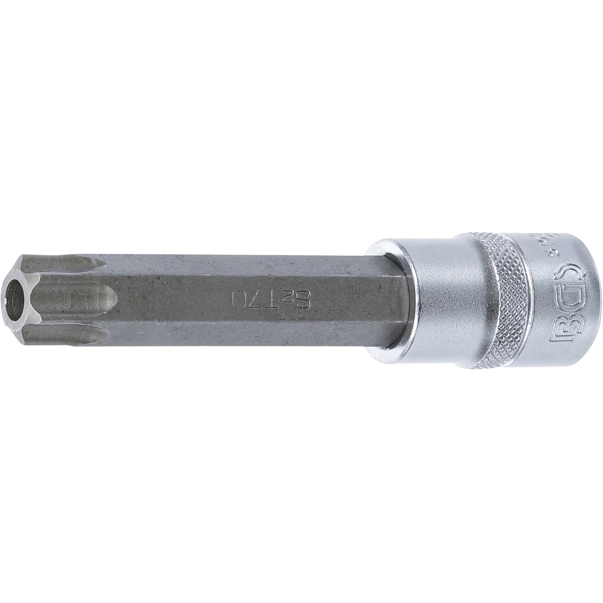 DADO CON PUNTA | LONGITUD 110 MM | ENTRADA 12,5 MM (1/2") | PERFIL EN T (PARA TORX) CON PERFORACIÓN T70