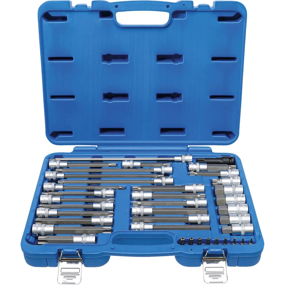 JUEGO 38 PIEZAS DE DADOS CON PUNTA PARA MONTAJE DE COCHES 1/4" + 1/2"