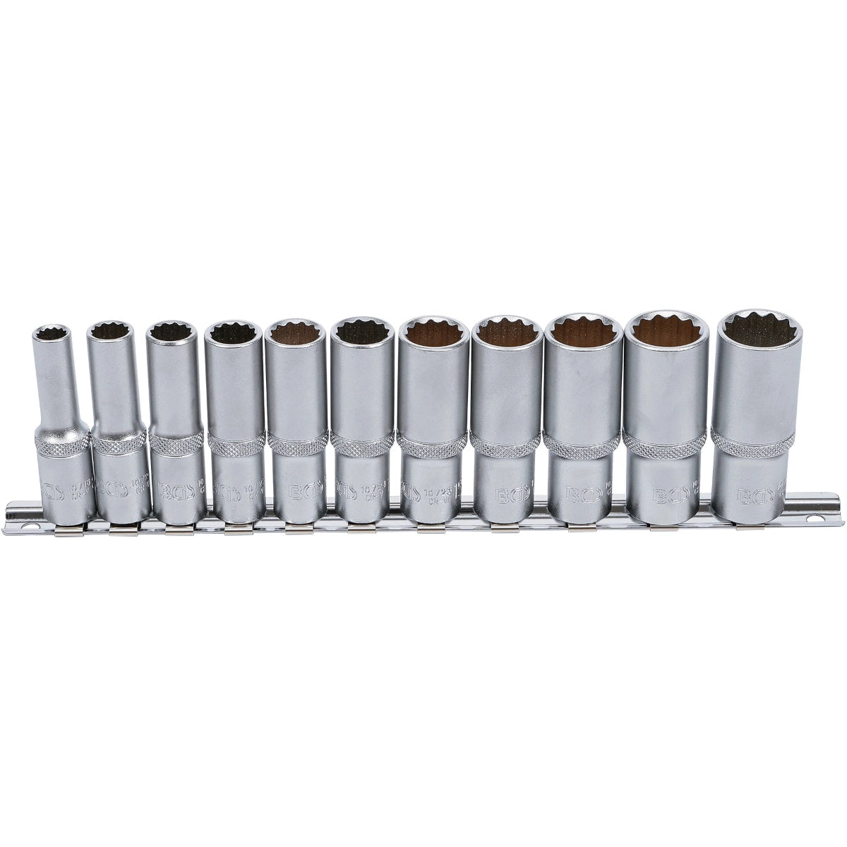 JUEGO 11 PIEZAS DE DADOS LARGAS 3/8" , 12 CARAS