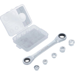 LLAVE COMBINADA CON CARRACA CON JUEGO DE ADAPTADORES | 8 - 19 MM | 6 PIEZAS