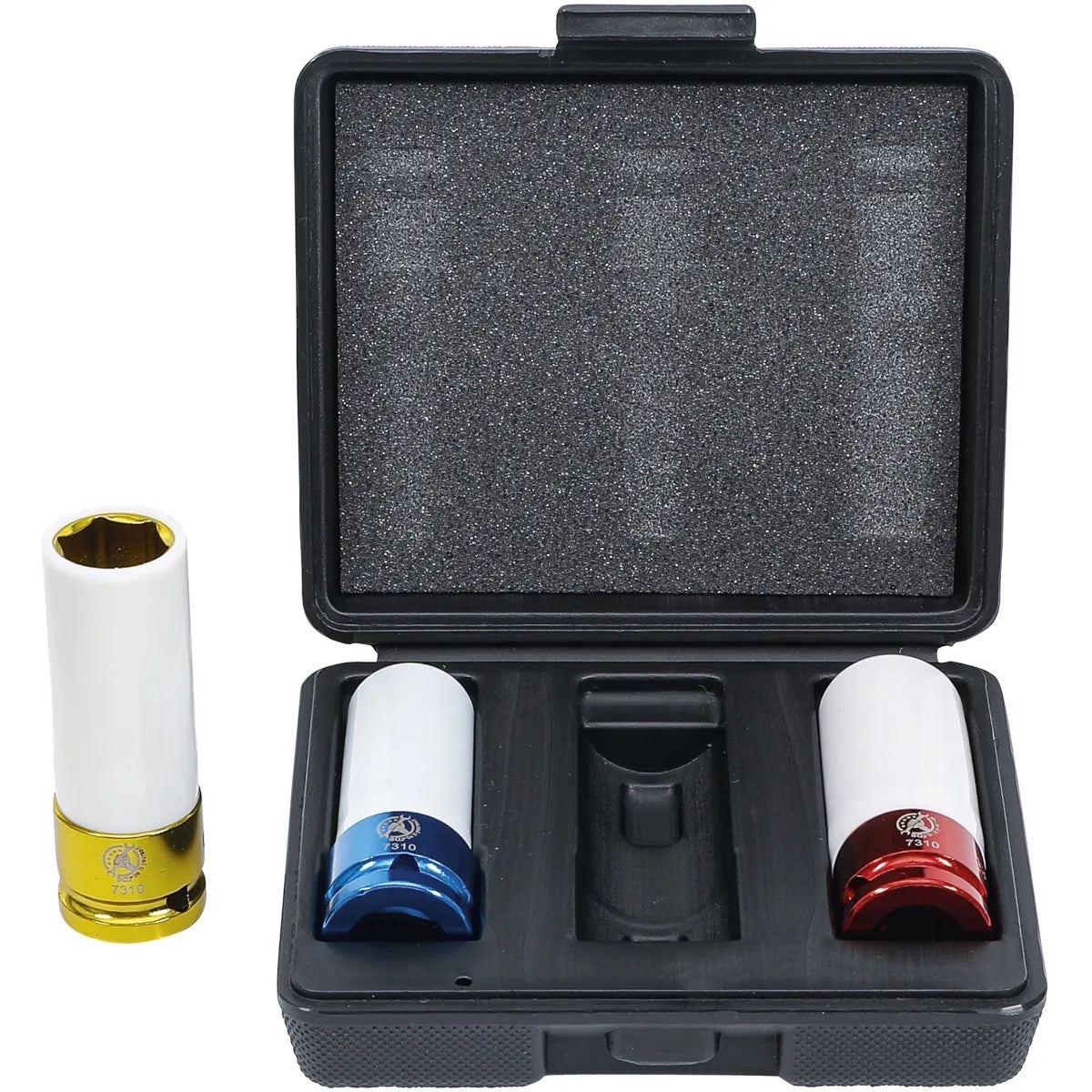 JUEGO 3 PIEZAS DADOS DE IMPACTO CON PROTECTOR DE PLASTICO 1/2 , 17 - 19 - 21 MM