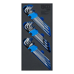 BANDEJA PARA CARRO 1/3: JUEGO DE LLAVES ALLEN | EXTRA LARGA | PERFIL EN T (PARA TORX),PERFIL EN T (PARA TORX) CON PERFORACIÓN, PERFIL EN T (PARA TORX) CON PERFORACIÓN, HEXÁGONO INTERIOR | 27 PIEZAS