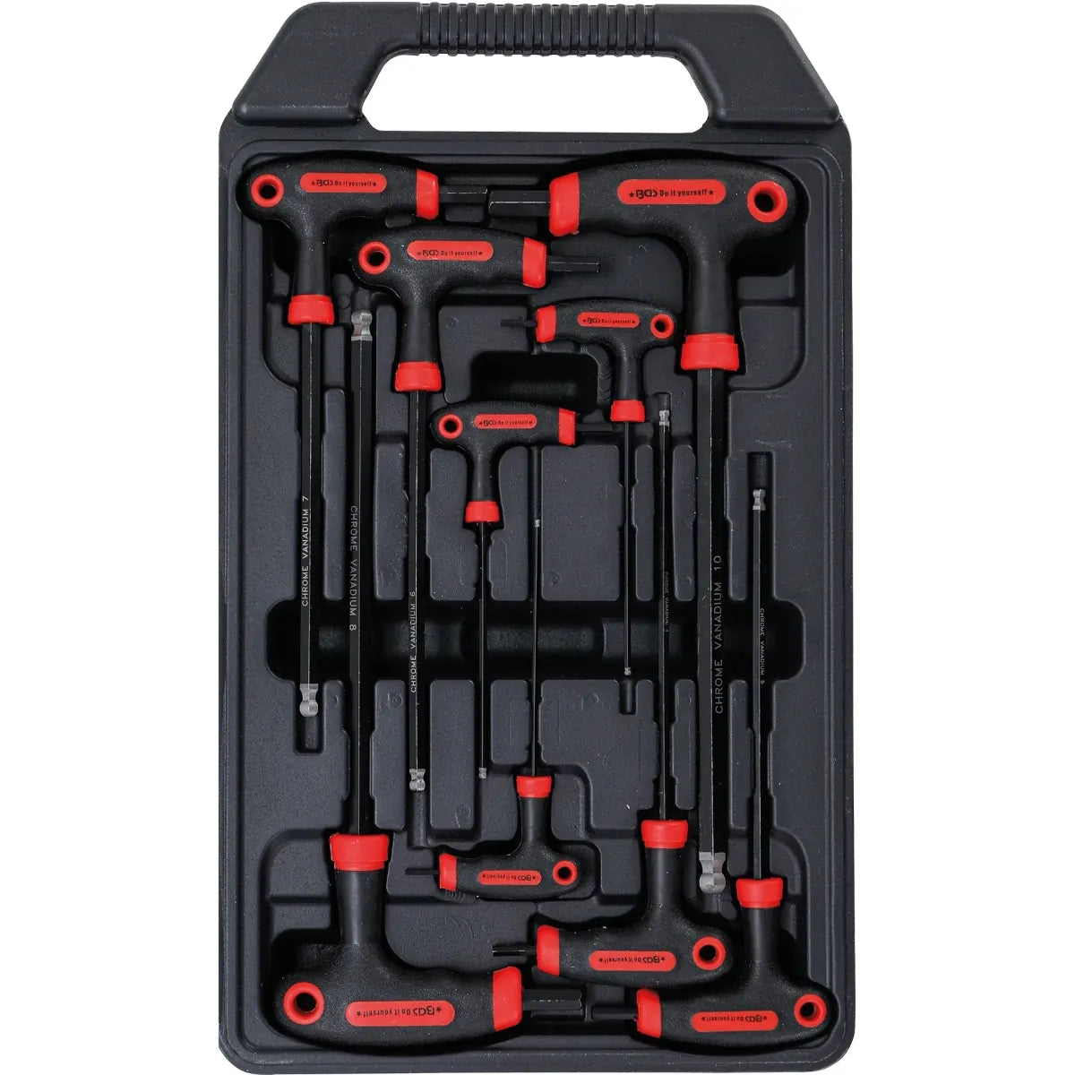 JUEGO 9 PIEZAS DE LLAVES CON MANGO EN T PARA TORNILLOS HEXAGONALES