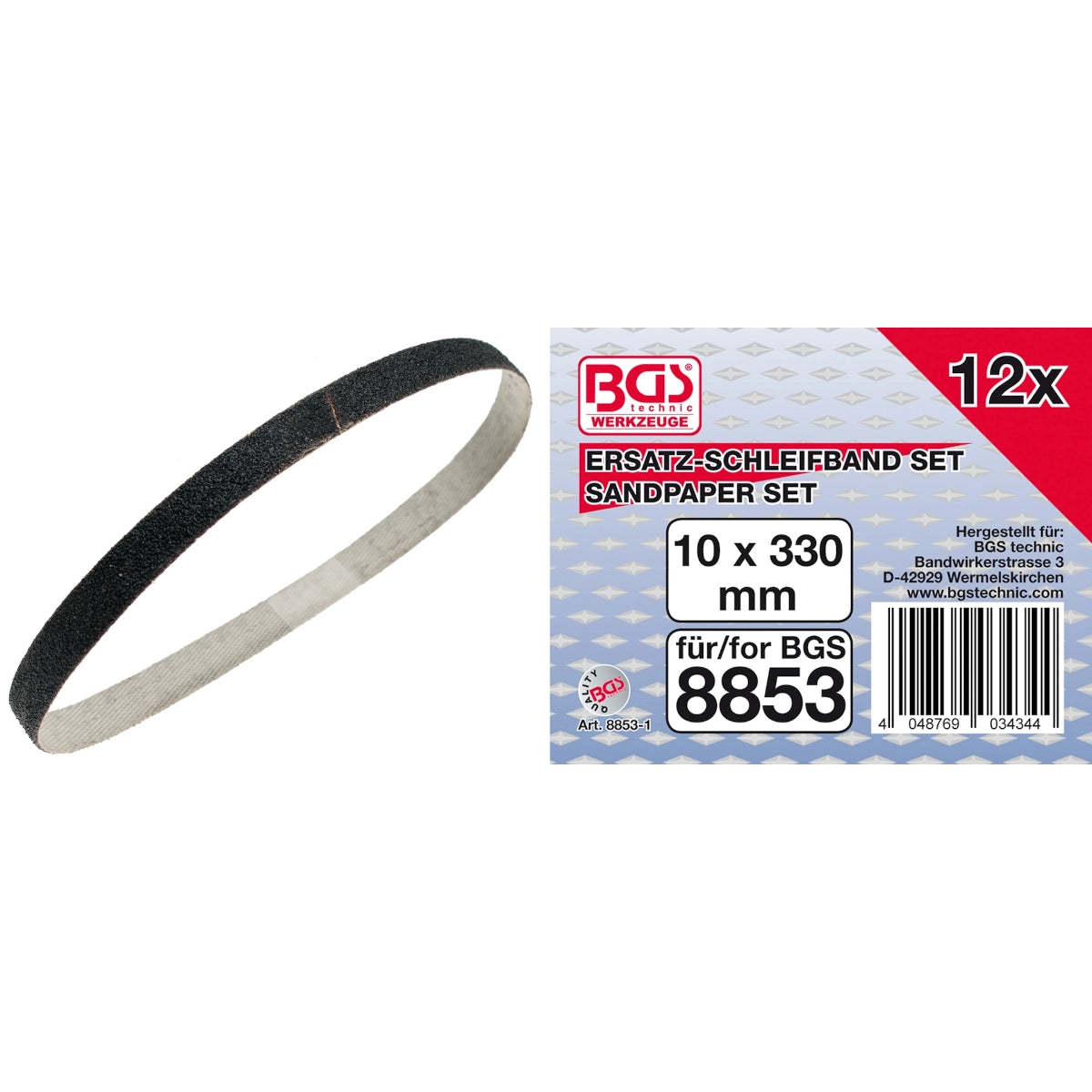 12 BANDAS DE LIJA, 10 MM X 325 MM PARA BGS 8853 Y OTRAS LIJADORAS