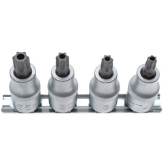 JUEGO DE 4 PIZAS DE DADOS CON PUNTA INVIOLABLES T-STAR (TORX), T40-T55