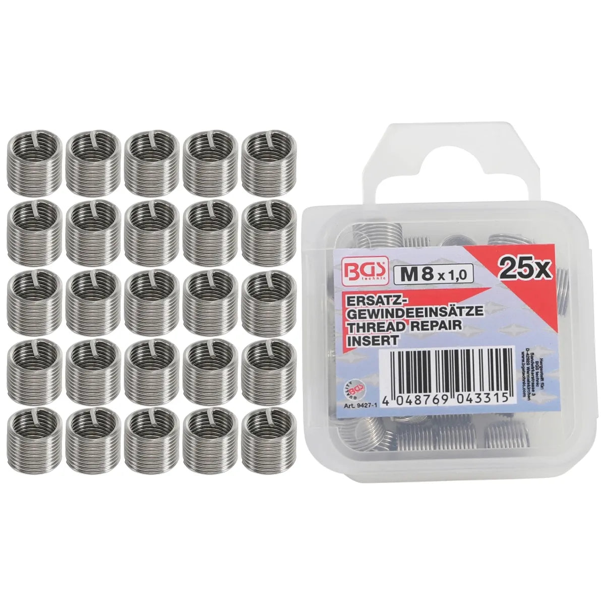 INSERTOS ROSCADOS DE REPUESTO | M8 X 1,0 MM | 25 PIEZAS