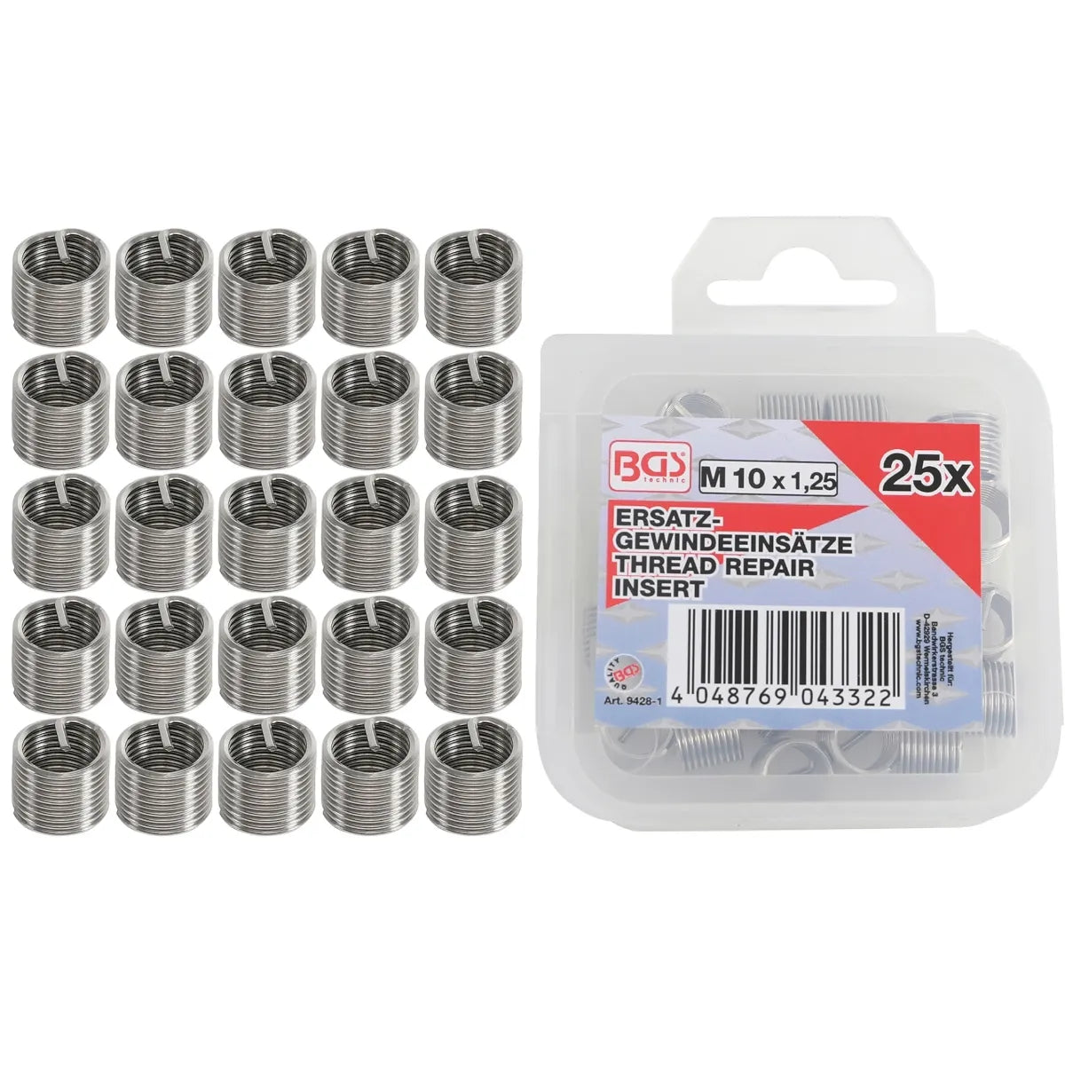 INSERTOS ROSCADOS DE REPUESTO | M10 X 1,25 MM | 25 PIEZAS