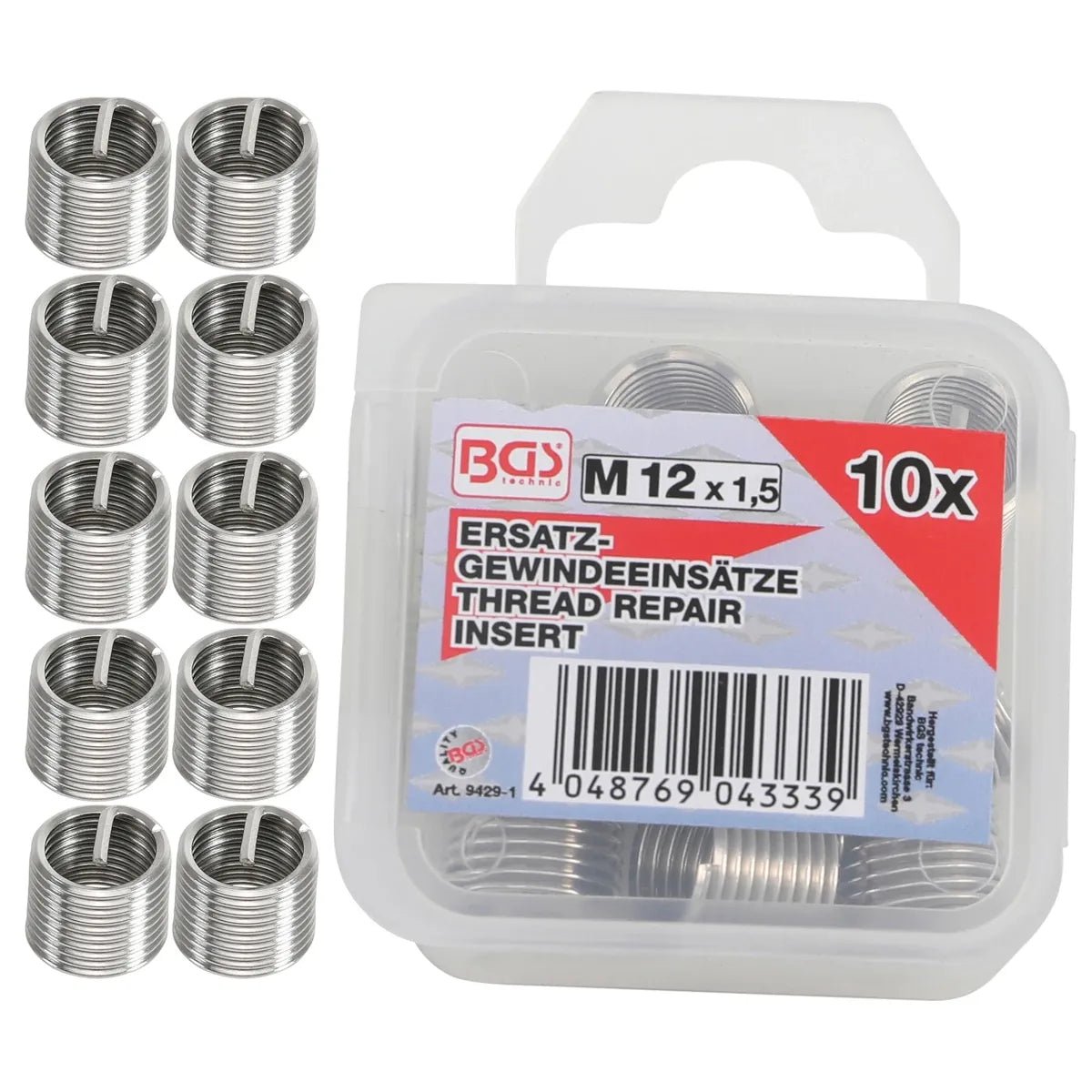 INSERTOS ROSCADOS DE REPUESTO | M12 X 1,5 MM | 10 PIEZAS