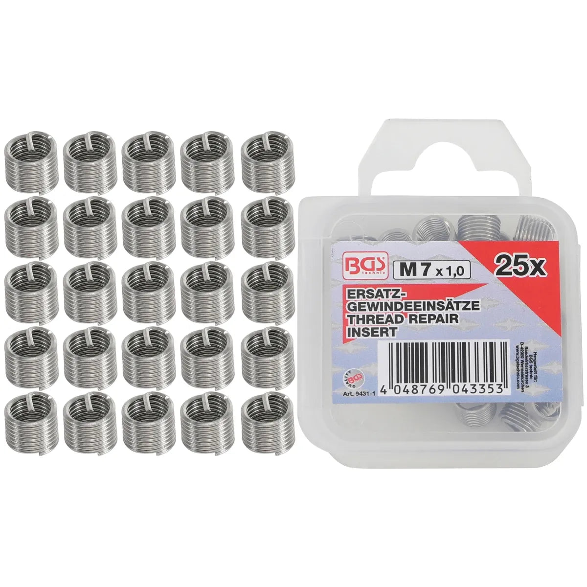 INSERTOS ROSCADOS DE REPUESTO | M7 X 1,0 MM | 25 PIEZAS