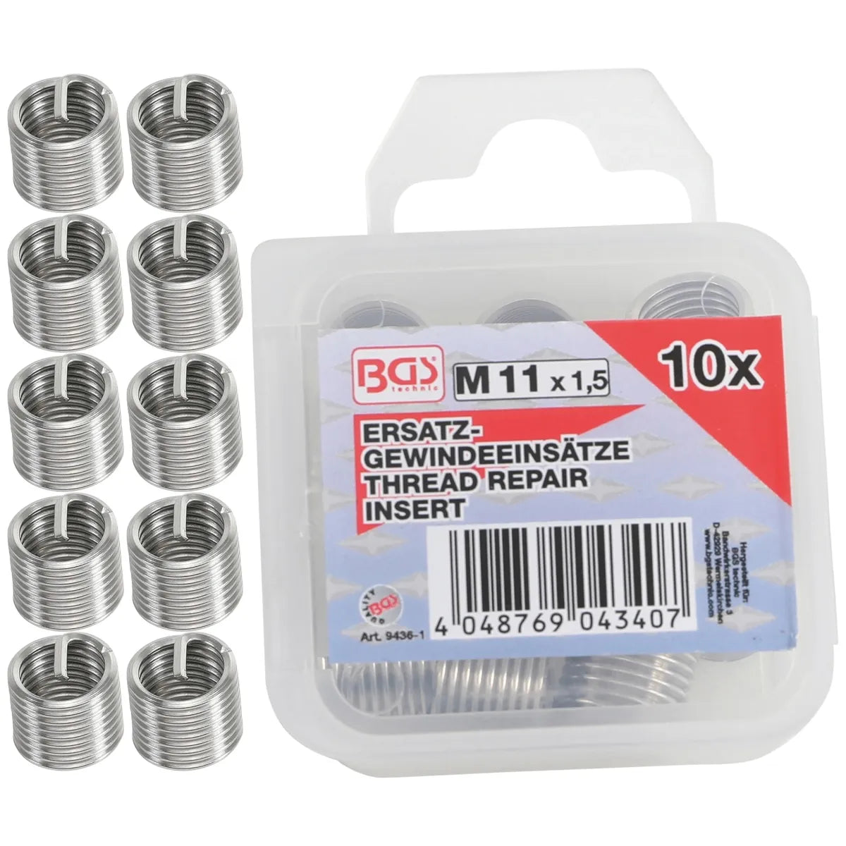INSERTOS ROSCADOS DE REPUESTO | M11 X 1,5 MM | 10 PIEZAS