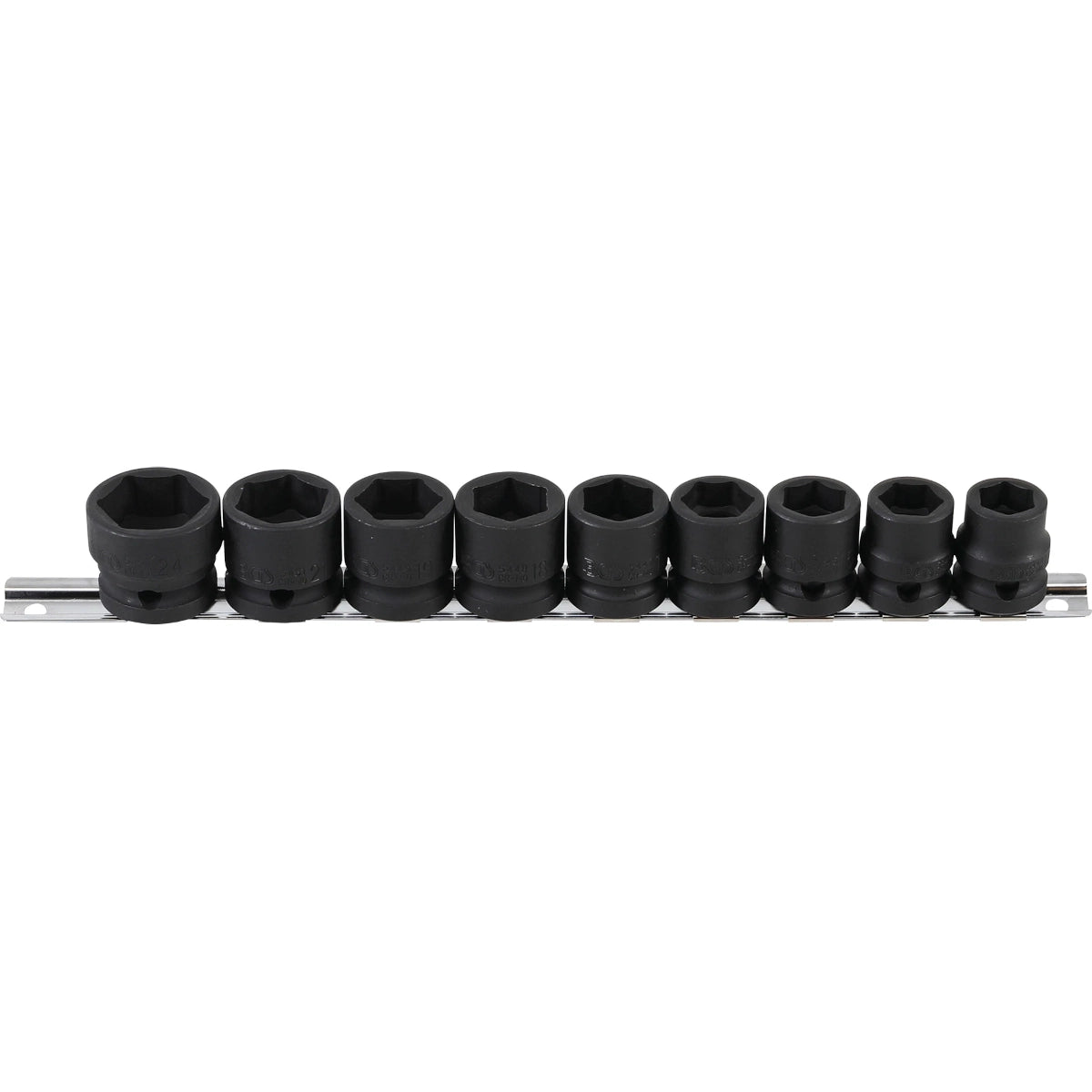 JUEGO DE DADOS DE IMPACTO HEXAGONAL, EXTRA PLANAS | ENTRADA 12,5 MM (1/2") | 13 - 24 MM | 9 PIEZAS