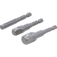 JUEGO DE ADAPTADORES PARA TALADROS ELÉCTRICOS | ENTRADA HEXÁGONO EXTERIOR 6,3 MM (1/4") | HEXÁGONO EXTERIOR 6,3 MM (1/4") / 10 MM (3/8") / 12,5 MM (1/2") | 3 PIEZAS
