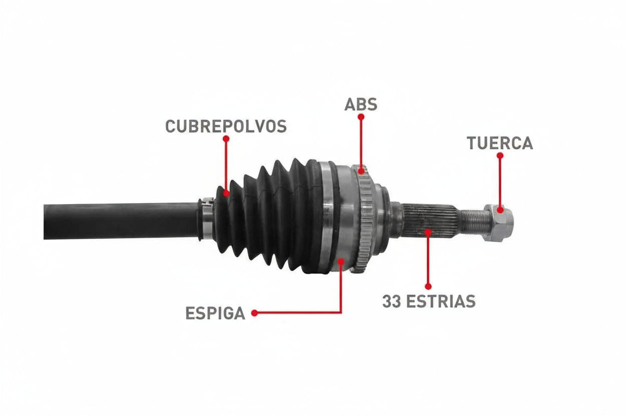 FLECHA DELANTERA DER CHEVROLET AVEO 18-23 STD C/ABS