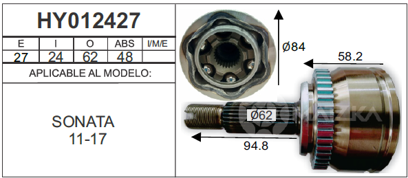 Junta Homocinética Lado Rueda Hyundai Elantra 11-17 Sonata 05-15