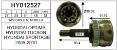 25X27 ESPIGA L/R ABS 48T O61 KIA OPTIMA (TUCSON 05-10, SPORTAGE 05-10)